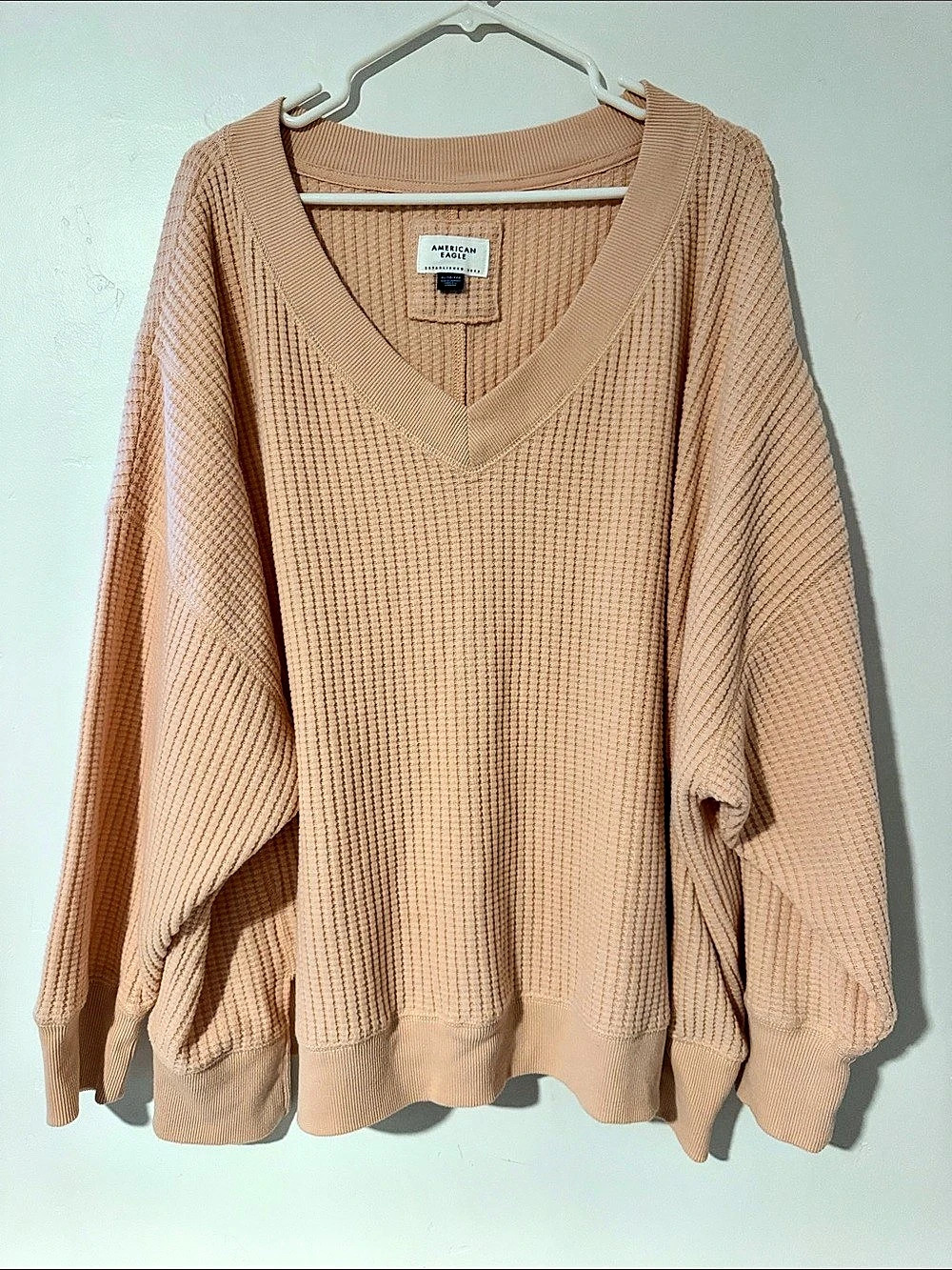 American Eagle V-Neck Knit Sweater in Pink Size XL NWOT